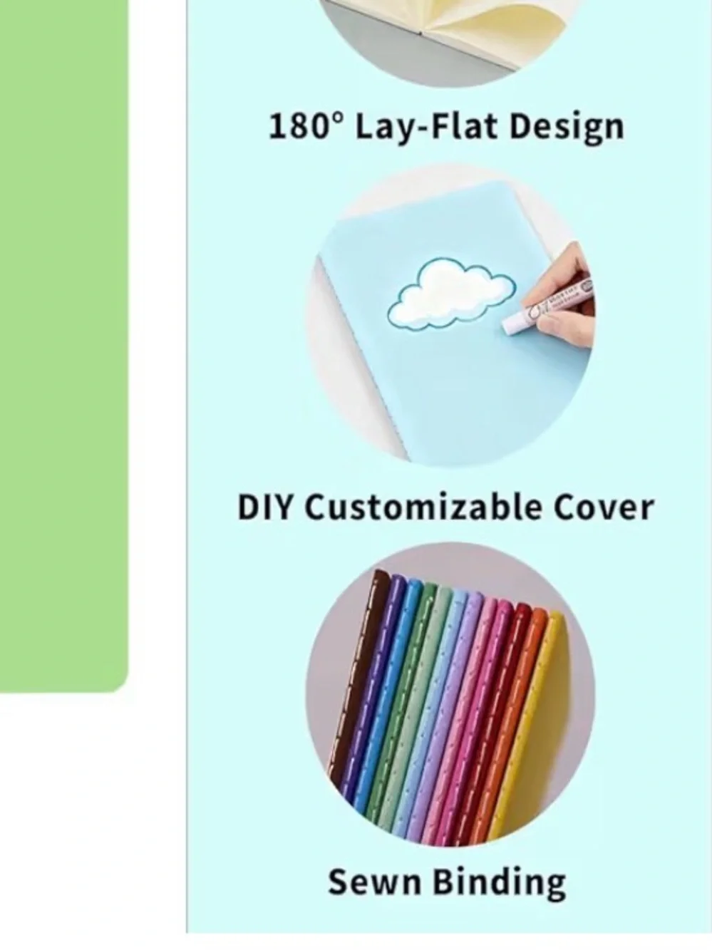 Blank sketchpads. Stitched seam NO Bleed Through. 9 Colors. 8.3” x 5.5”